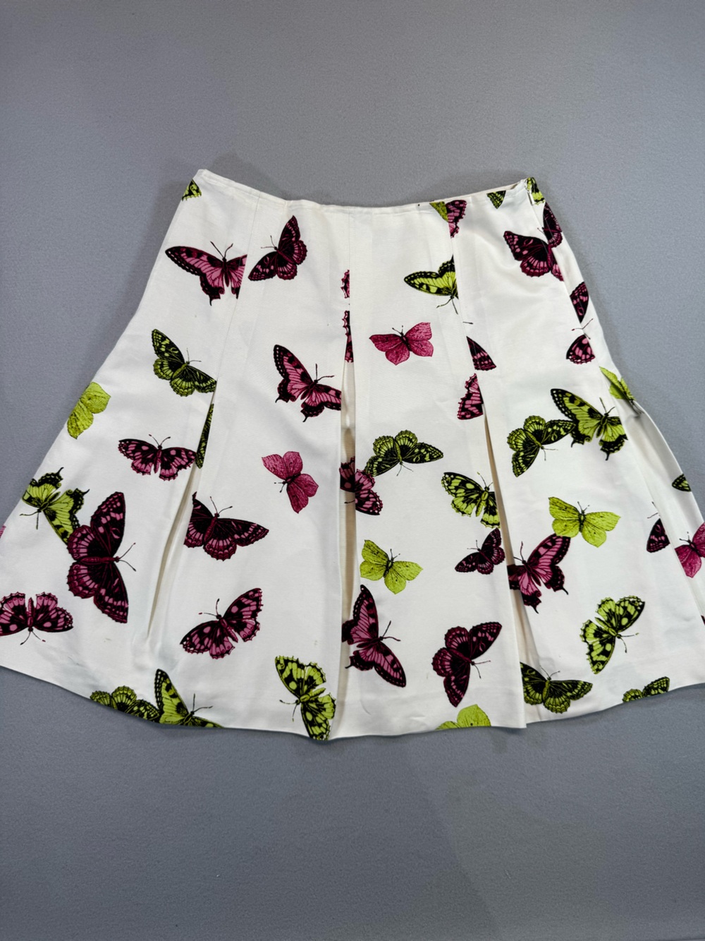 Vintage‎ Talbots Silk Blend White Pleated Butterfly Print Skirt